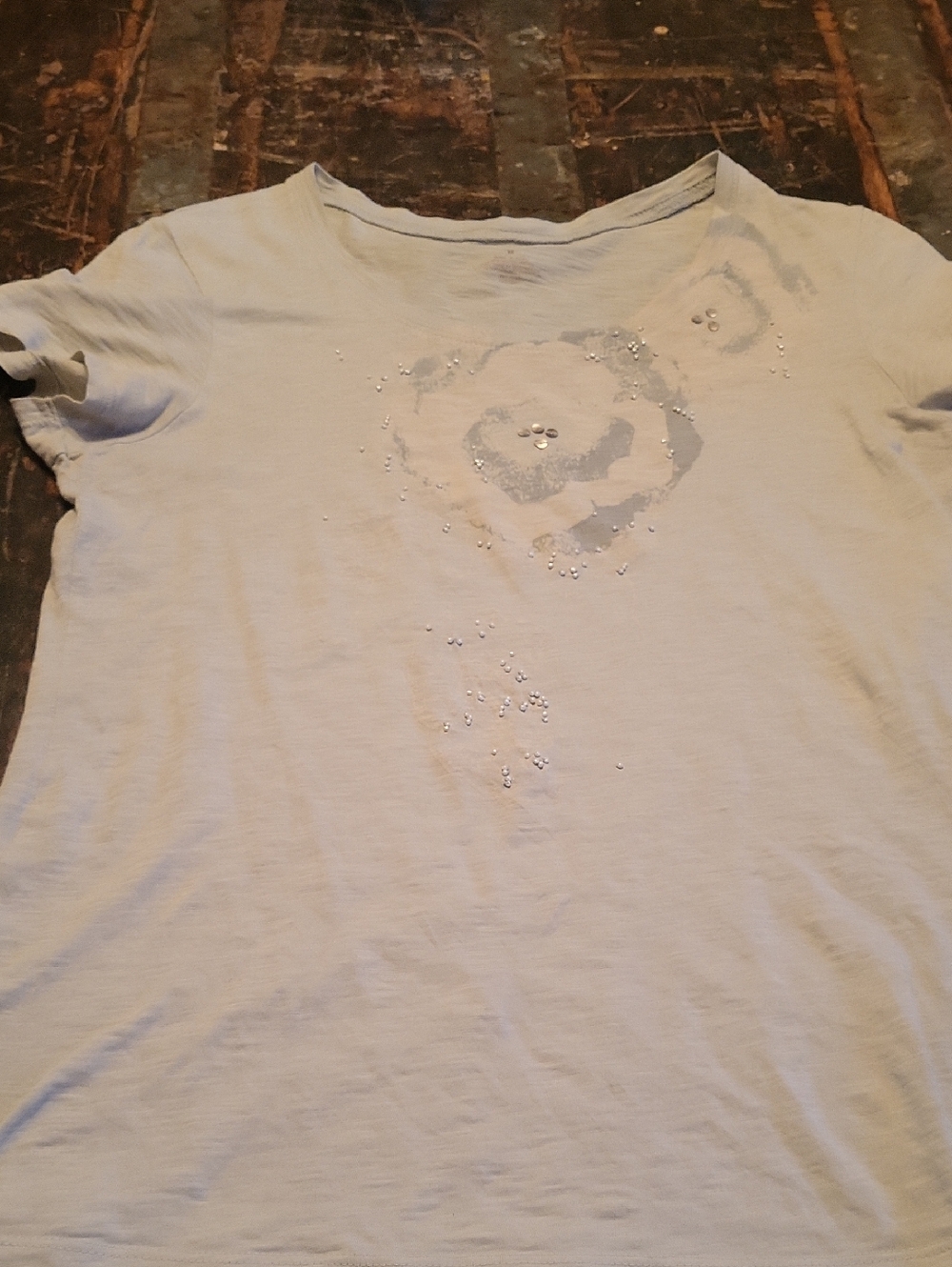 Banana Republic Light Green Short Sleeve Tee with Rose Detail Vintage